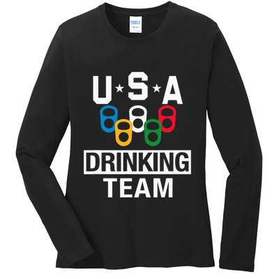 Usa Drinking Team Beer Party Ladies Long Sleeve Shirt