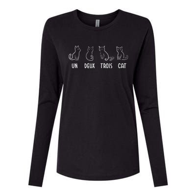 Un Deux Trois Cat Gift Funny French Pet Animal Joke Quote Womens Cotton Relaxed Long Sleeve T-Shirt