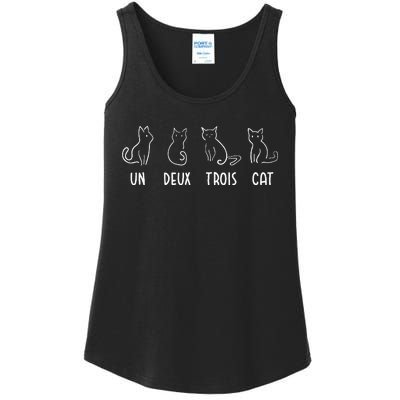 Un Deux Trois Cat Gift Funny French Pet Animal Joke Quote Ladies Essential Tank