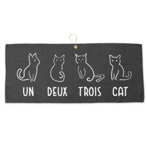 Un Deux Trois Cat Gift Funny French Pet Animal Joke Quote Large Microfiber Waffle Golf Towel