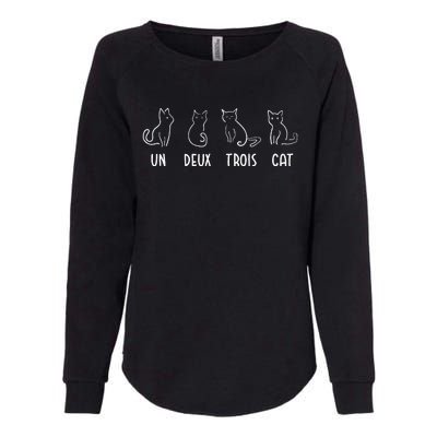 Un Deux Trois Cat Gift Funny French Pet Animal Joke Quote Womens California Wash Sweatshirt