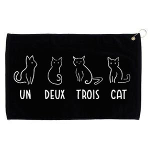 Un Deux Trois Cat Gift Funny French Pet Animal Joke Quote Grommeted Golf Towel