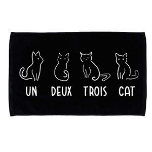 Un Deux Trois Cat Gift Funny French Pet Animal Joke Quote Microfiber Hand Towel