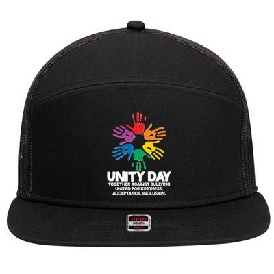 Unity Day Together Against Bullying United For Kindness Acceptance Inclusion 7 Panel Mesh Trucker Snapback Hat