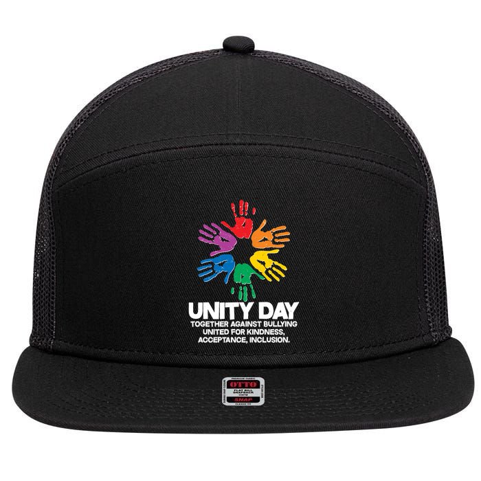 Unity Day Together Against Bullying United For Kindness Acceptance Inclusion 7 Panel Mesh Trucker Snapback Hat