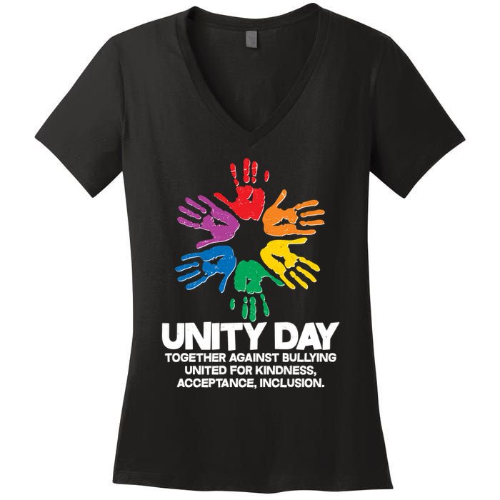 Unity Day Together Against Bullying United For Kindness Acceptance Inclusion Women's V-Neck T-Shirt
