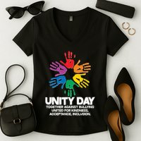 Unity Day Together Against Bullying United For Kindness Acceptance Inclusion Women's V-Neck T-Shirt
