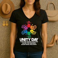Unity Day Together Against Bullying United For Kindness Acceptance Inclusion Women's V-Neck T-Shirt