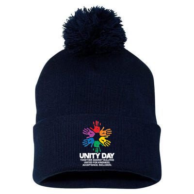 Unity Day Together Against Bullying United For Kindness Acceptance Inclusion Pom Pom 12in Knit Beanie