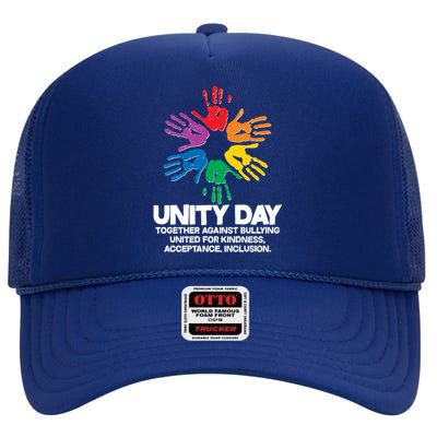 Unity Day Together Against Bullying United For Kindness Acceptance Inclusion High Crown Mesh Back Trucker Hat