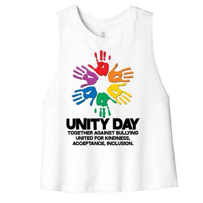 Unity Day Together Against Bullying United For Kindness Acceptance Inclusion Women's Racerback Cropped Tank