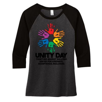 Unity Day Together Against Bullying United For Kindness Acceptance Inclusion Women's Tri-Blend 3/4-Sleeve Raglan Shirt