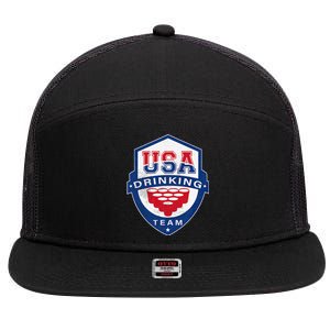 USA Drinking Team 4th of July Funny Independence Day Drunk 7 Panel Mesh Trucker Snapback Hat