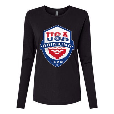 USA Drinking Team 4th of July Funny Independence Day Drunk Womens Cotton Relaxed Long Sleeve T-Shirt