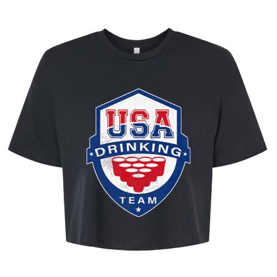 USA Drinking Team 4th of July Funny Independence Day Drunk Bella+Canvas Jersey Crop Tee