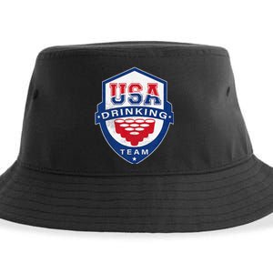 USA Drinking Team 4th of July Funny Independence Day Drunk Sustainable Bucket Hat