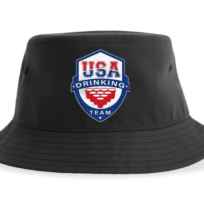 USA Drinking Team 4th of July Funny Independence Day Drunk Sustainable Bucket Hat