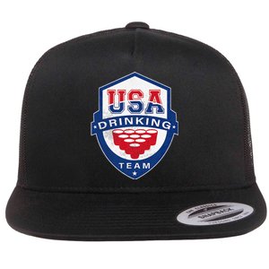 USA Drinking Team 4th of July Funny Independence Day Drunk Flat Bill Trucker Hat