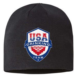 USA Drinking Team 4th of July Funny Independence Day Drunk Sustainable Beanie