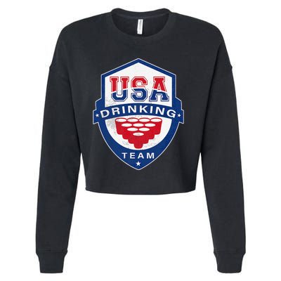 USA Drinking Team 4th of July Funny Independence Day Drunk Cropped Pullover Crew