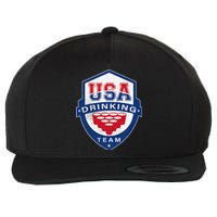 USA Drinking Team 4th of July Funny Independence Day Drunk Wool Snapback Cap