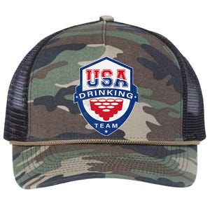 USA Drinking Team 4th of July Funny Independence Day Drunk Retro Rope Trucker Hat Cap