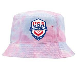 USA Drinking Team 4th of July Funny Independence Day Drunk Tie-Dyed Bucket Hat