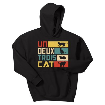 Un Deux Trois Cat Funny French Pun Funny Cat Kids Hoodie