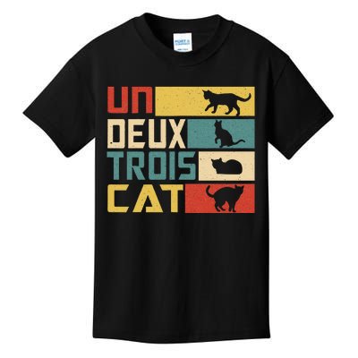 Un Deux Trois Cat Funny French Pun Funny Cat Kids T-Shirt