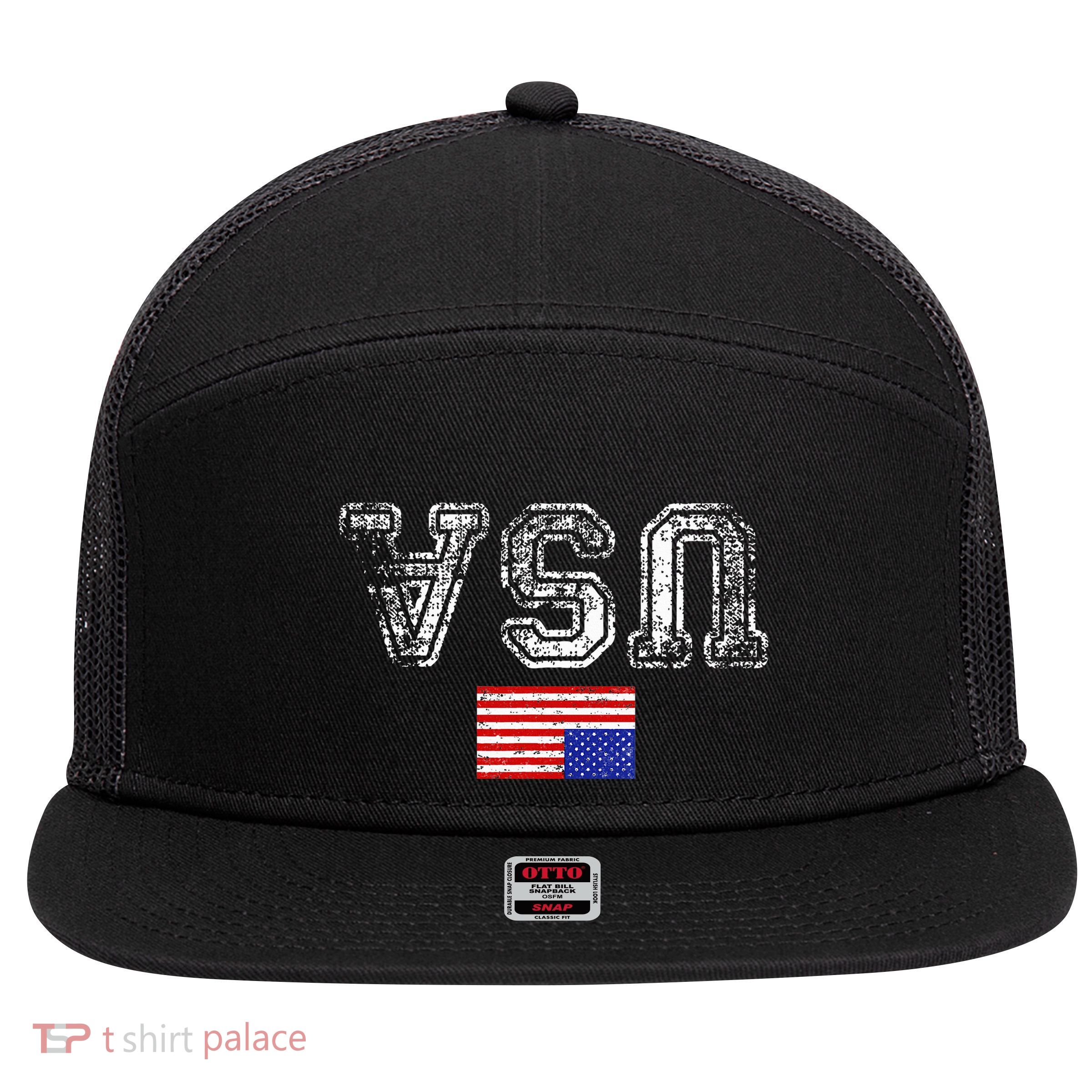 Upside Down Usa Flag In Distress Us Constitution Usa Pride 7 Panel Mesh Trucker Snapback Hat