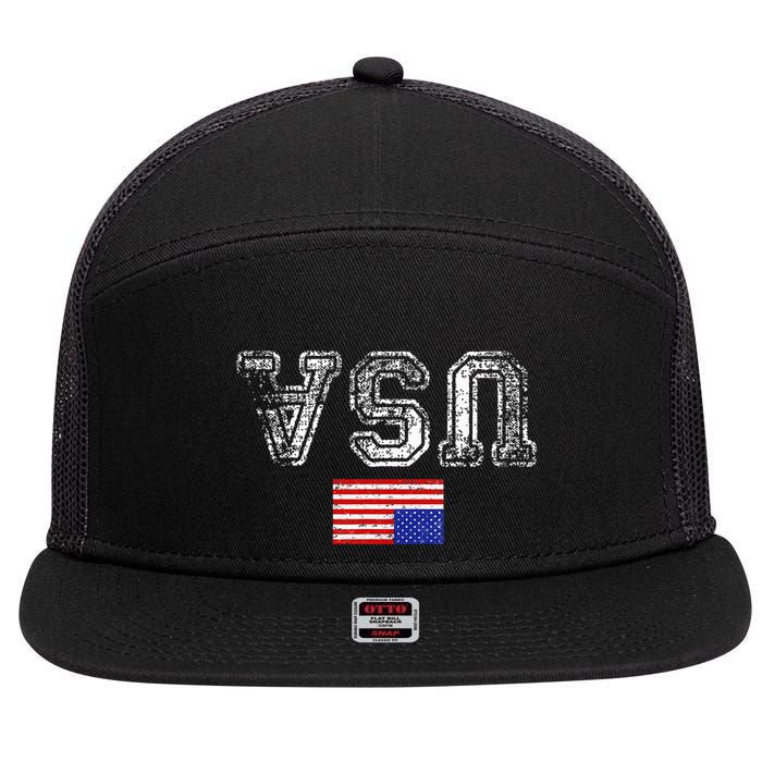 Upside Down Usa Flag In Distress Us Constitution Usa Pride 7 Panel Mesh Trucker Snapback Hat