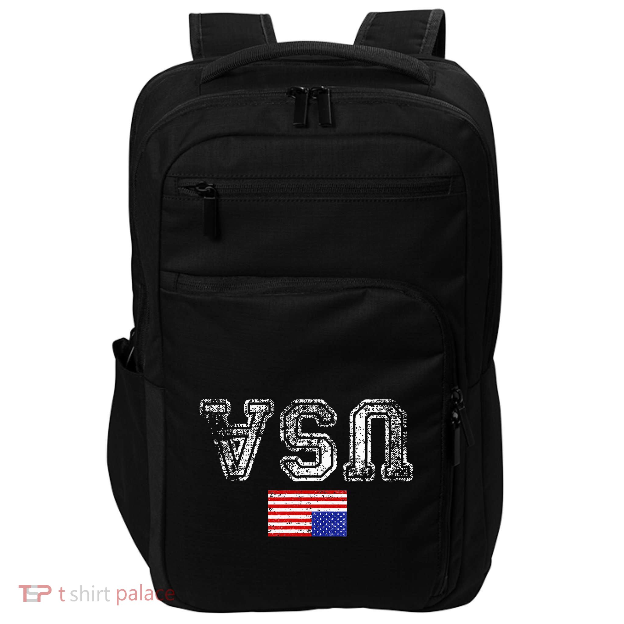 Upside Down Usa Flag In Distress Us Constitution Usa Pride Impact Tech Backpack