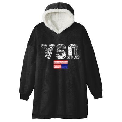Upside Down Usa Flag In Distress Us Constitution Usa Pride Hooded Wearable Blanket