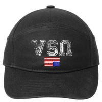 Upside Down Usa Flag In Distress Us Constitution Usa Pride 7-Panel Snapback Hat