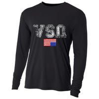 Upside Down Usa Flag In Distress Us Constitution Usa Pride Cooling Performance Long Sleeve Crew