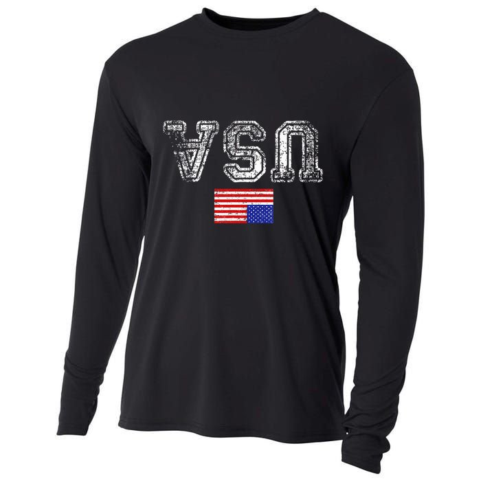 Upside Down Usa Flag In Distress Us Constitution Usa Pride Cooling Performance Long Sleeve Crew