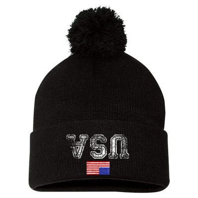 Upside Down Usa Flag In Distress Us Constitution Usa Pride Pom Pom 12in Knit Beanie