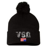 Upside Down Usa Flag In Distress Us Constitution Usa Pride Pom Pom 12in Knit Beanie