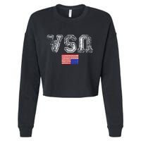 Upside Down Usa Flag In Distress Us Constitution Usa Pride Cropped Pullover Crew