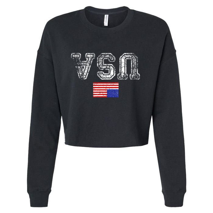 Upside Down Usa Flag In Distress Us Constitution Usa Pride Cropped Pullover Crew