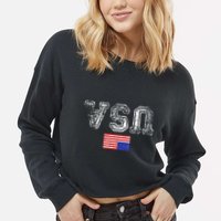 Upside Down Usa Flag In Distress Us Constitution Usa Pride Cropped Pullover Crew