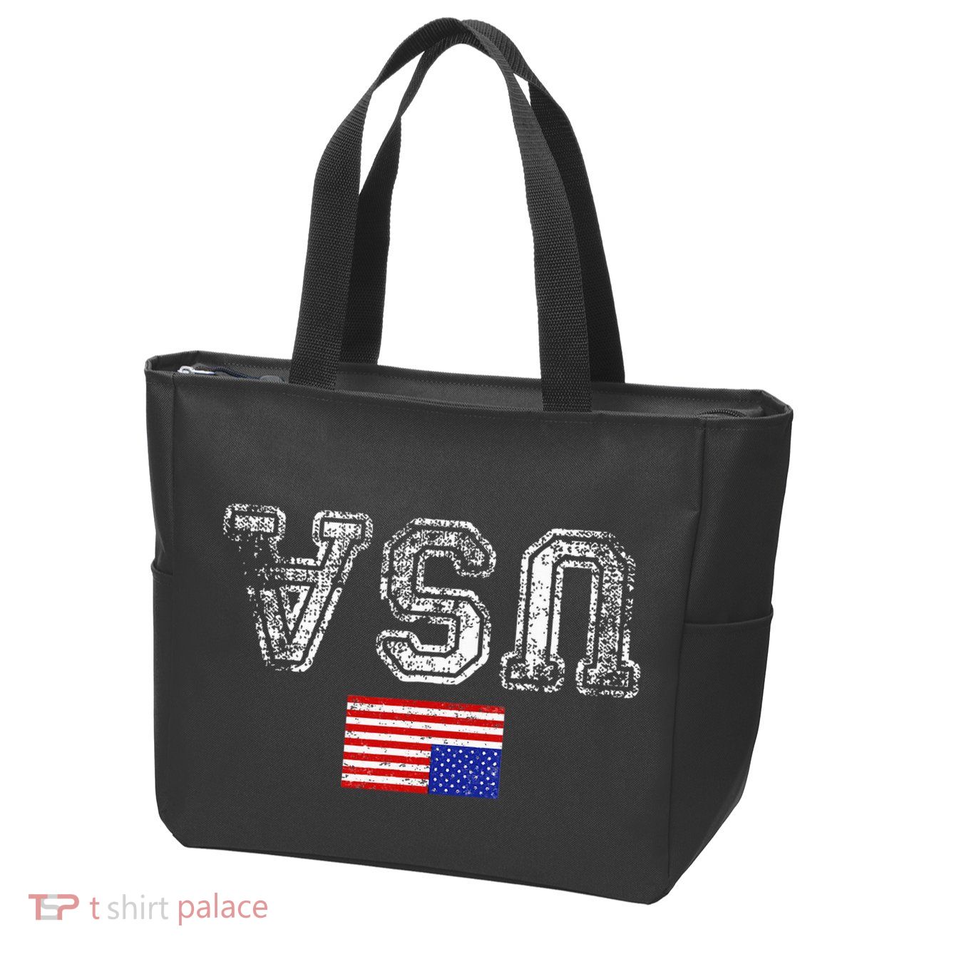 Upside Down Usa Flag In Distress Us Constitution Usa Pride Zip Tote Bag
