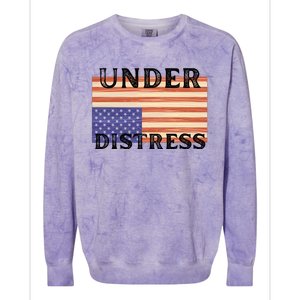 Under Distress Upside Down American Flag USA Colorblast Crewneck Sweatshirt