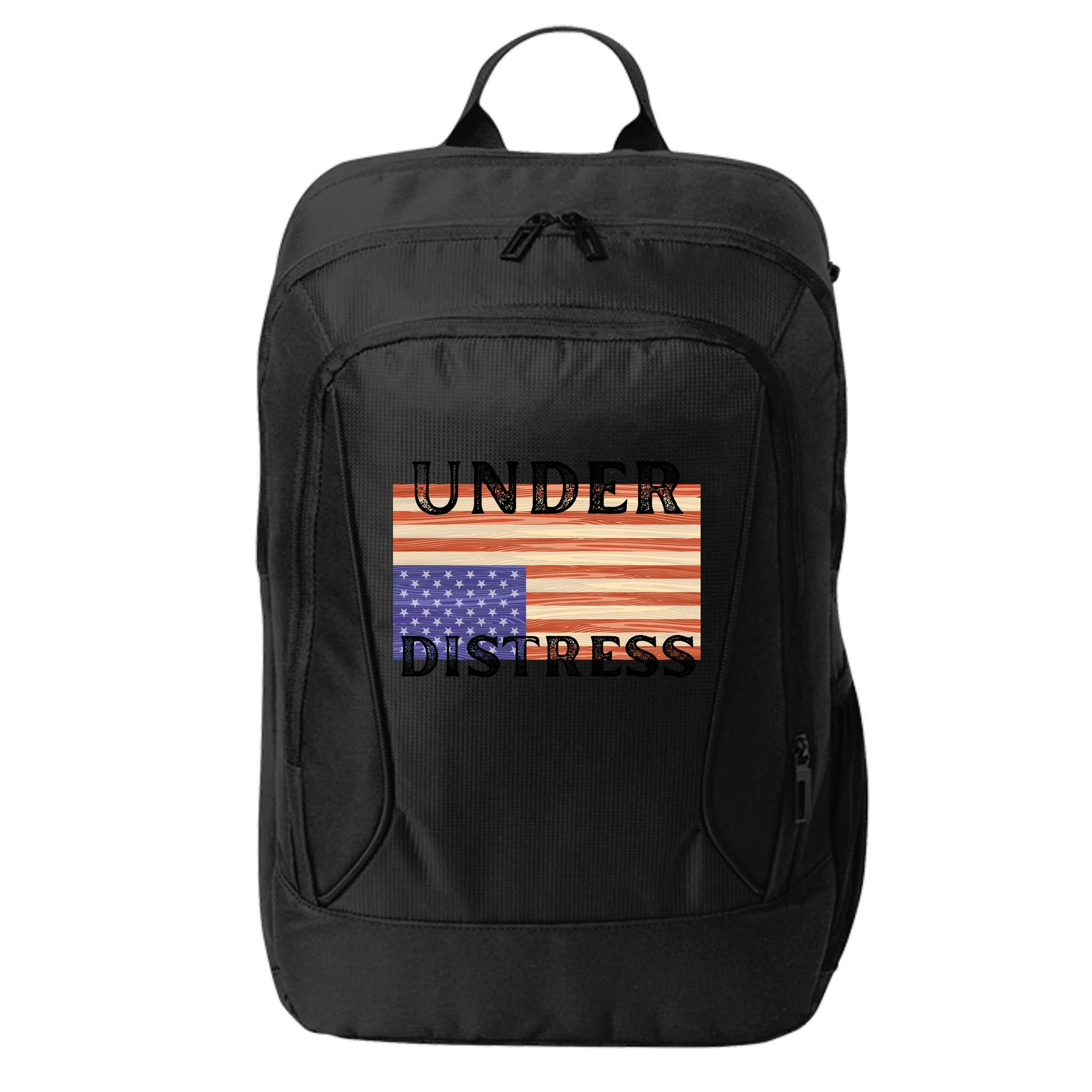 Under Distress Upside Down American Flag USA City Backpack