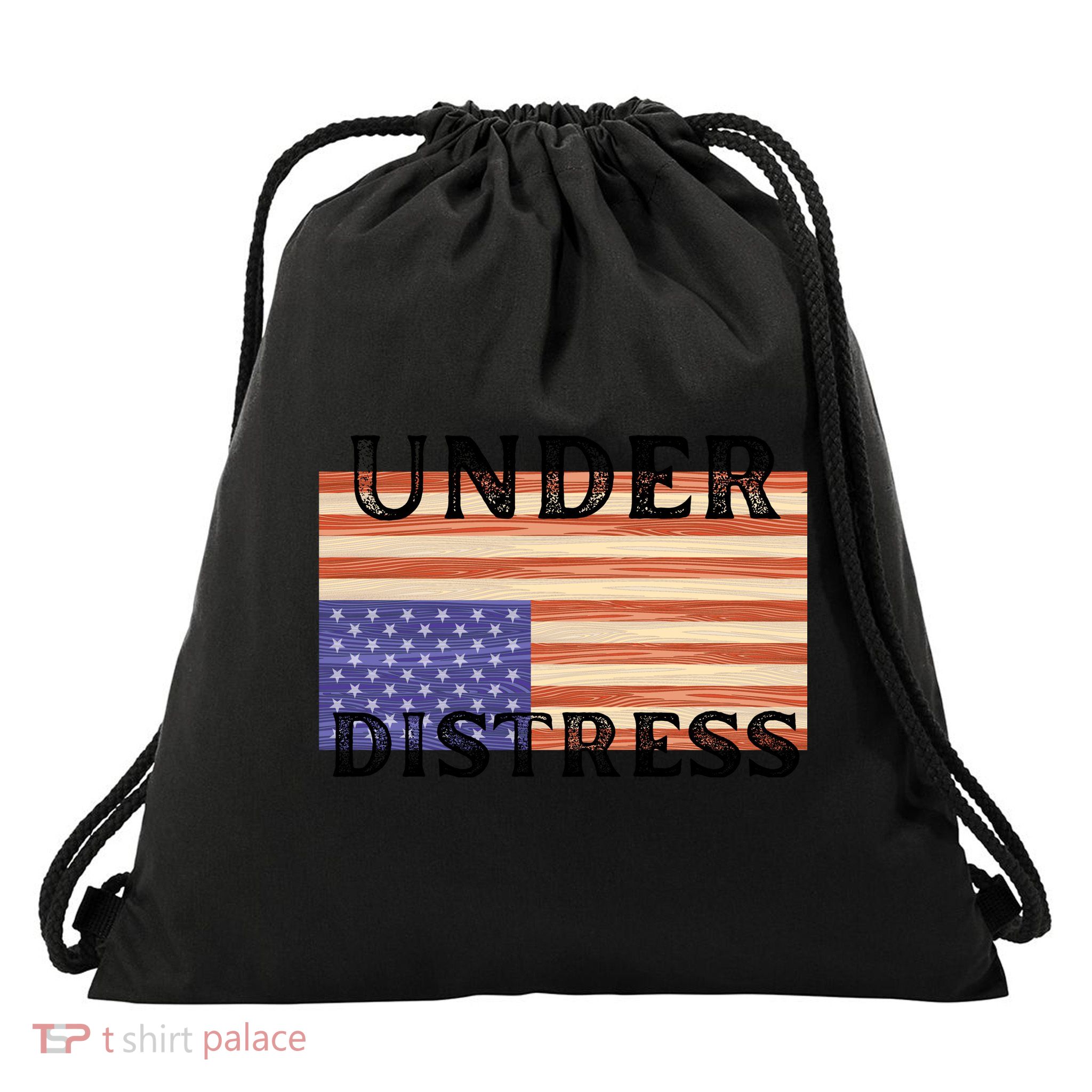 Under Distress Upside Down American Flag USA Drawstring Bag