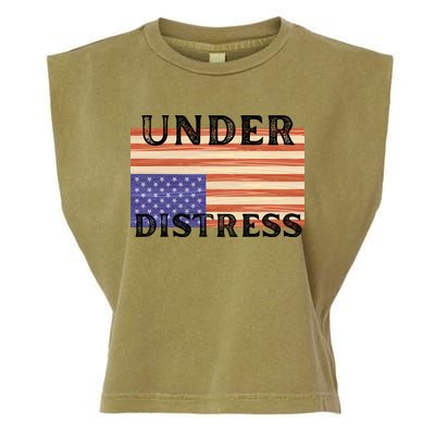 Under Distress Upside Down American Flag USA Garment-Dyed Women's Muscle Tee