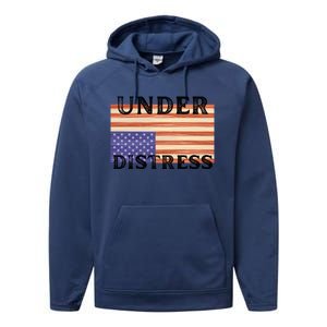 Under Distress Upside Down American Flag USA Performance Fleece Hoodie