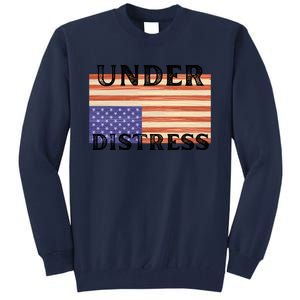 Under Distress Upside Down American Flag USA Tall Sweatshirt