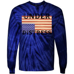 Under Distress Upside Down American Flag USA Tie-Dye Long Sleeve Shirt