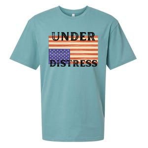 Under Distress Upside Down American Flag USA Sueded Cloud Jersey T-Shirt